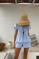 Katoenen Peplum Blouse met Strik en Shorts