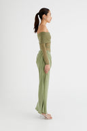 Abito lungo Lillian in mesh trasparente con spalle scoperte