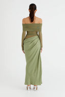 Abito lungo Lillian in mesh trasparente con spalle scoperte
