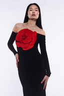 Blandine Schulterfreies Blumen-Maxikleid