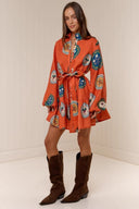 Abito con Colletto alla Coreana Patchwork
