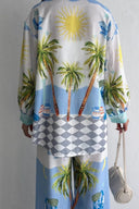 Completo pantaloni con palme ispirato alla spiaggia