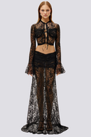 Completo Calixte con Maglia a Maniche Lunghe in Pizzo e Gonna Arricciata Nera