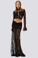Completo Calixte con Maglia a Maniche Lunghe in Pizzo e Gonna Arricciata Nera