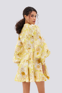 Rochie mini florală Cassiopée cu mâneci bufante