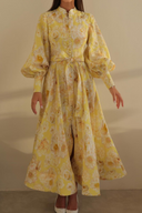 Vestido maxi floral Cécilie con mangas globo