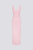 Robe longue dos nu à fleurs cerise