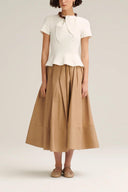 Crêpe gebreide das top & geplooide kostuum maxi rok
