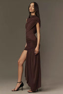 Valencia Noir Draped Jersey Mini Dress