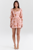 Rochie mini cu decolteu pătrat și imprimeu floral divin