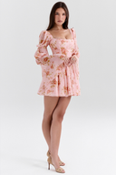Rochie mini cu decolteu pătrat și imprimeu floral divin