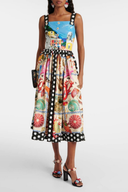 Vestido Midi Domitille com Decote Quadrado e Estampa de Bolinhas