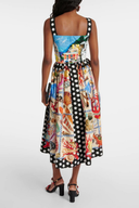 Vestido Midi Domitille com Decote Quadrado e Estampa de Bolinhas