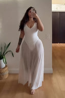 Elegantní maxi šaty na párty s výstřihem do V a květinovým potiskem Fantasy