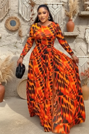 Vestido maxi tie-dye naranja quemado