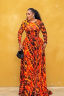 Burnt Orange Tie-Dye Maxi Dress