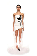 Rochie mini Veronica fără bretele, decorată cu cristale