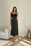 Vestido Midi com Forro de Veludo