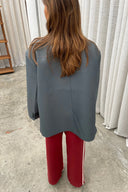 Oversized blazer met zijsplit in staalblauw