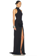 Vestido Maxi sexy com fenda alta na cintura
