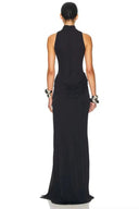 Vestido Maxi sexy com fenda alta na cintura