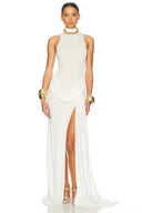 Robe longue sexy fendue à la taille