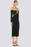 Vestido Midi Izara com Ombros Descobertos e Strass