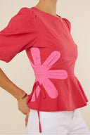 Izzie Kontrast Blumen Selbstbindendes Top