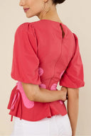 Izzie Kontrast Blumen Selbstbindendes Top