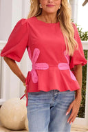Izzie Kontrast Blumen Selbstbindendes Top
