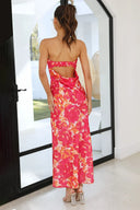 Miya Maxikleid - Pink/Rot mit Blumenmuster