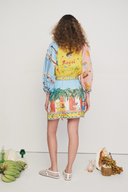 Rochie mini Magali cu mâneci bufante și patchwork