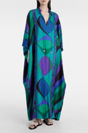 Kaftan en satin irisé tourbillonnant psychédélique