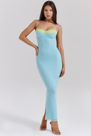 Rochie maxi Margaux cu bretele spaghetti și despicătură