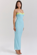 Rochie maxi Margaux cu bretele spaghetti și despicătură