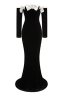 Lara Sløjfe Off-shoulder Fløjl Maxi Kjole