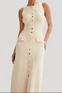 Vestido de Malha de Cor Sólida