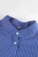 Blusa holgada de manga larga con rayas y patchwork