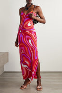 Marmo Bedrucktes Satin Maxikleid