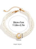 Short faux pearl and turquoise bead necklace