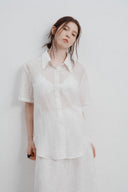Camisa de Tencel con Patrón Jacquard