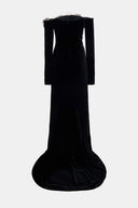 Lara Sløjfe Off-shoulder Fløjl Maxi Kjole