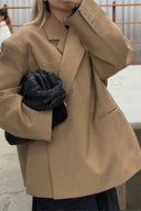 Oversized blazer met zijsplit in staalblauw