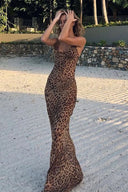 Robe dos nu à imprimé léopard