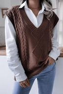 Ensfarvet Geometrisk Strikket Vest