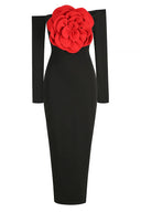 Blandine Schulterfreies Blumen-Maxikleid
