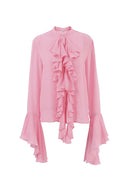 Blusa Michelle semitrasparente con volant