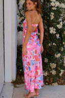 Miya Maxikleid - Pink/Blau mit Muster