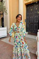 Vestido com Estampa e Mangas Balão