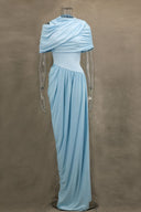 Cloud Drape geplooide wikkel maxi-jurken